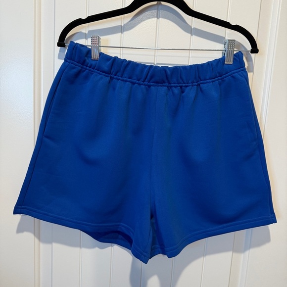2-Piece Royal Blue Active Set Short Sleeve Sweater Top and Shorts Set Two Piece - Picture 4 of 7